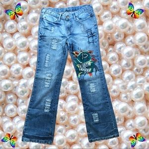 Von Dutch Size 26 Y2K Painted Rhinestone Jeans